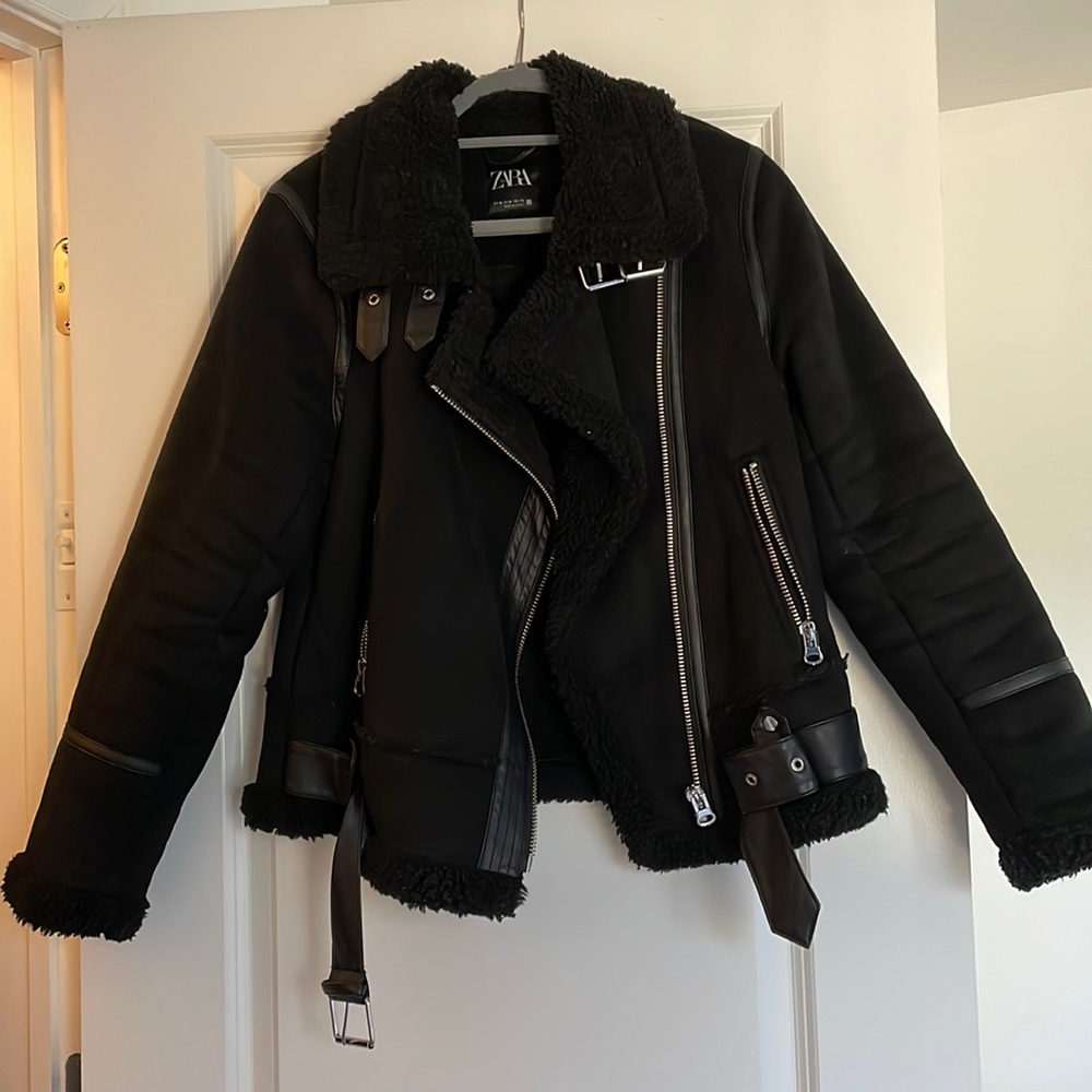 EUC Zara black suede jacket size medium